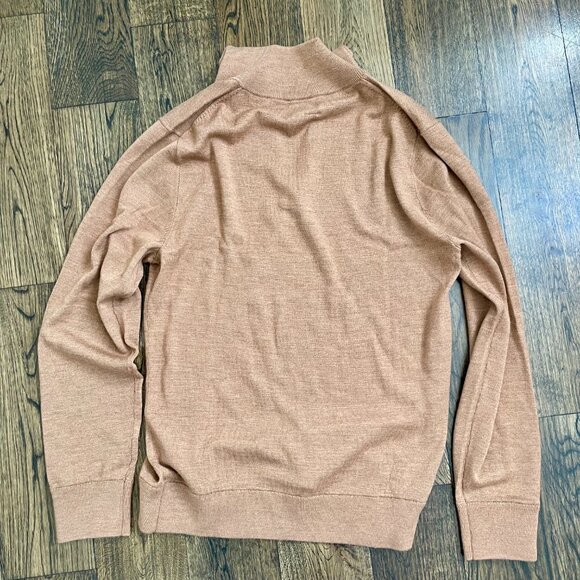 J.Crew Merino Wool Quarter-Zip Pullover Sweater Men's Small Camel Tan - Picture 6 of 7